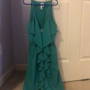 Anthropologie Alya green ruffle dress